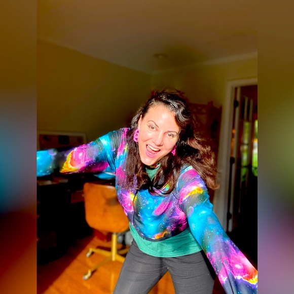 Coquetry Clothing Galaxy Print Kimberly Bomber Jacket L $135 - Picture 7 of 8